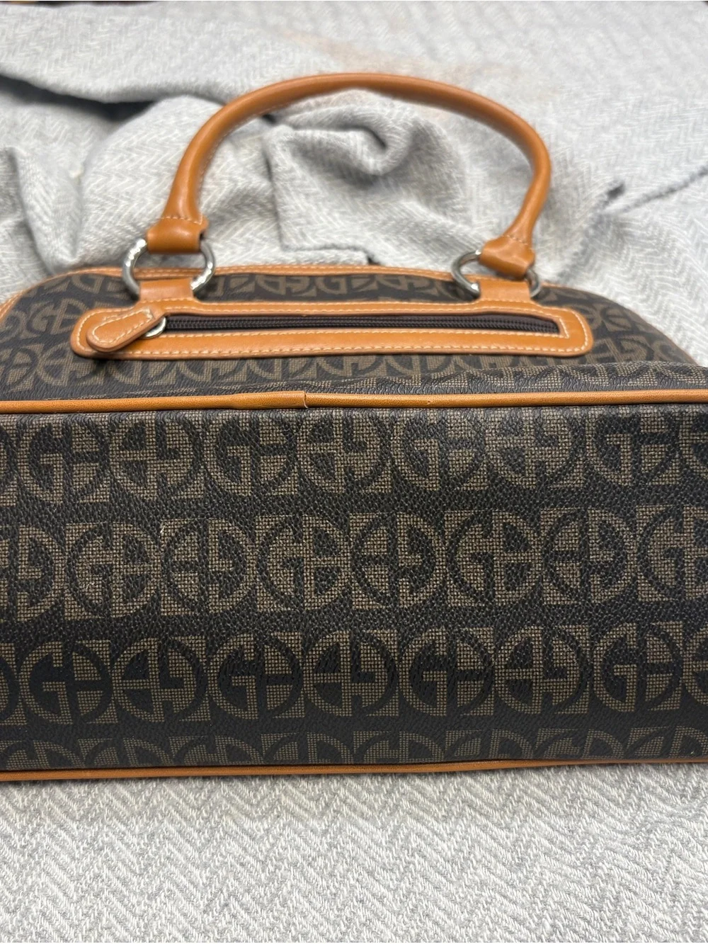 Giani Bernini Brown Monogram Satchel with Tan Trim